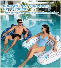 [Glow in the Dark] Inflatable Pool Floats Adult, [Light-Activated] Blue & Whi…