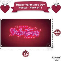 KatchOn, Happy Valentines Day Banner – XtraLarge 72×44 Inch | Neon Red,