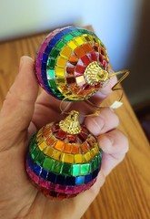Rainbow Mini Disco Ball PRIDE Christmas Ornament or Rear View Mirror – Set of 2