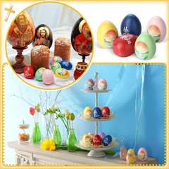 12 PCS Wooden Easter Egg Religious Decor He Is Risen Colorful Resurrection