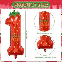 Berry First Birthday Decor, 40» Strawberry Number 1 Balloon Strawberry 1st B.