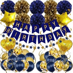 Birthday Decorations Navy Blue Gold Birthday Party Decorations Happy Birthday…