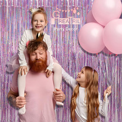 Pink Tinsel Curtain Party Backdrop – Foil Fringe Curtain Lilac Pink Party Strea
