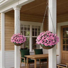 8 Bundles Artificial Roses for Front Door Outdoor Decor, 17 in, Pink