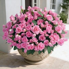 8 Bundles Artificial Roses for Front Door Outdoor Decor, 17 in, Pink