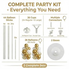 Balloon Column Kit Floor-Set of 2 with Gold Balloons-5FT Balloon Tower Stand …