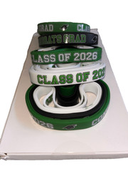 30 Pcs Green White Black Congrats Grad & Class of 2026 Silicone Wristband Bracel