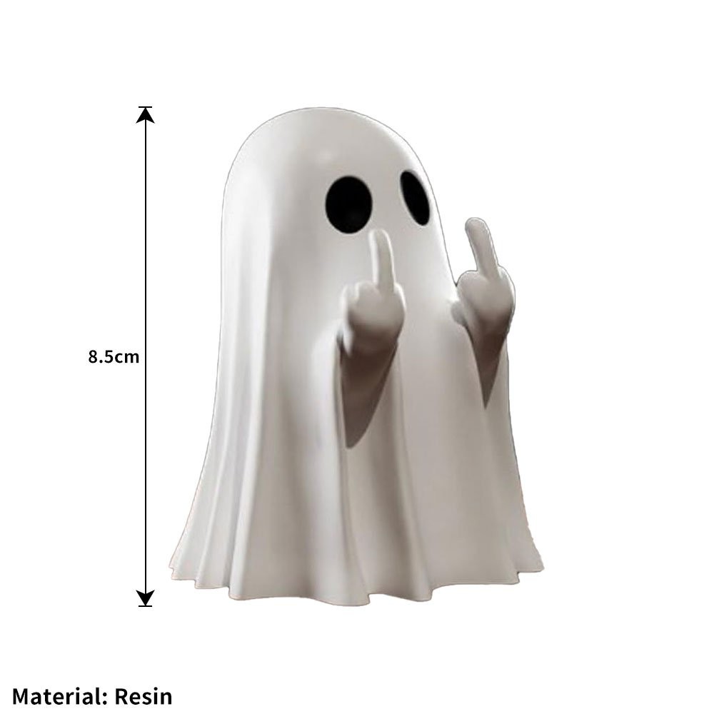 Middle Finger Cute Ghost Statue Scary Ghost Figurines Halloween Decorations JQ