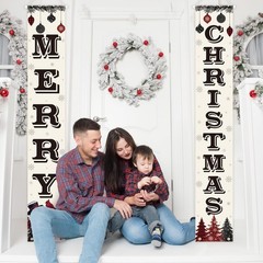 Christmas Decorations Merry Christmas Banner Xmas Porch Door Sign 75″ x 12″ R…