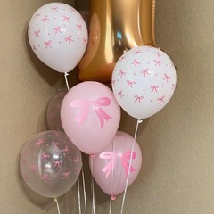Pink Bow Balloons, 35PCS Light Pastel Pink Clear White Bow Latex Balloon for …