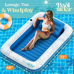 Inflatable Tanning Pool Lounger | (72″ x 48″) Large Inflatable Tanning Bed fo…