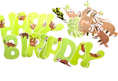 SLOTH BIRTHDAY PARTY DECORATIONS SUPPLIES HAPPY BIRTHDAY BANNER & DECORATIVE