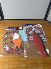 Vintage 1980s Beistle Honeycomb 3D Tissue Decorations 17″ Lobster & 11″ Crab