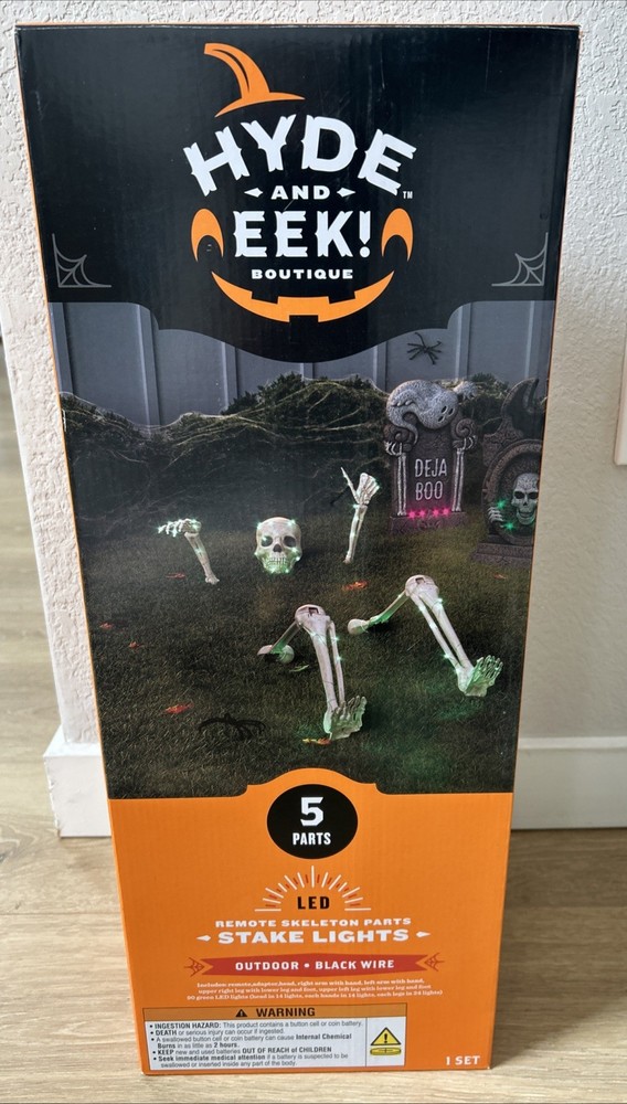 5pc Light Up Skeleton Parts Stake Halloween Decoration Outside Prop Hyde & EEK