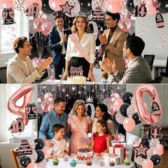 40Th Birthday Decorations for Women, 50Pcs Rose Gold Black 40Th Birthday Decorat