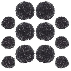 12 PCS Black Tissue Paper Pom Poms 10/12 Inch Hanging Flower Ball Decorations