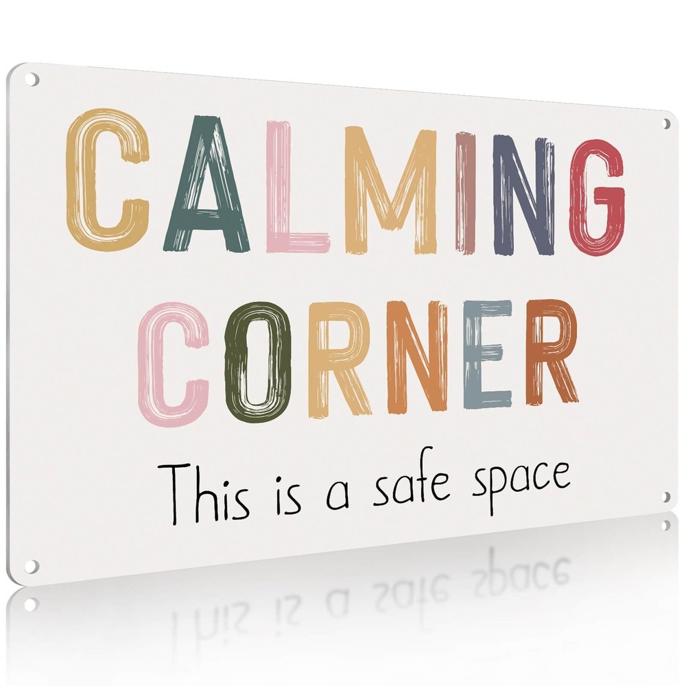 Calming Corner Classroom Wall Decor Calm Corner Sign – Safe Space Decor Metal…