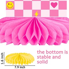 8 PCS Preppy Party Photo Honeycomb Centerpieces Birthday Decorations Pink Yellow