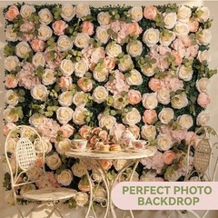 Floral Flower Backdrop Panel 47.24 x 47.24 in Plastic Green White Pink