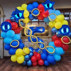 40 Inch Giant Number 5 Foil Balloon With Gold Ring, 2 Pcs 18 inch Round and S…