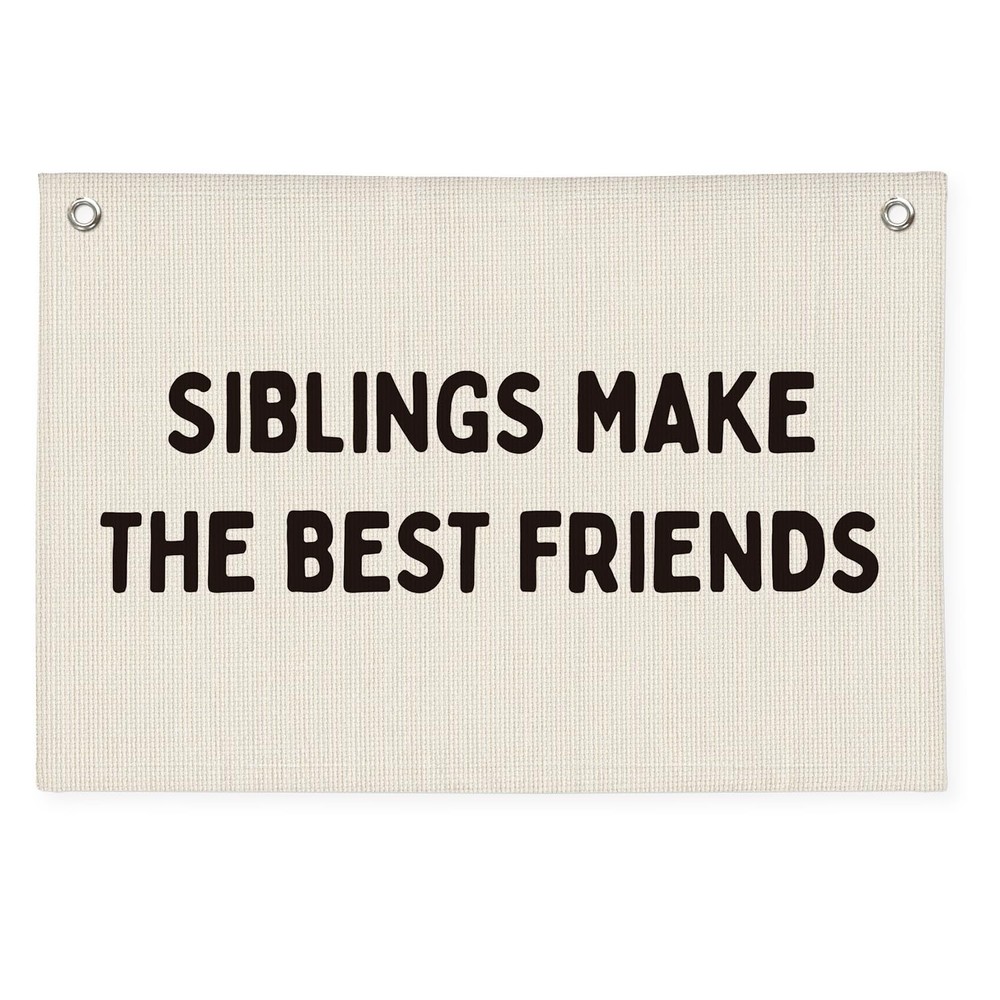 Room Decor Playroom Banner, Siblings Make the Best Friends Linen Canvas Banne…