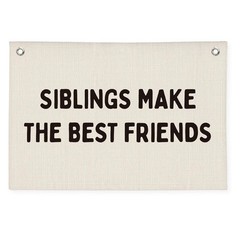 Room Decor Playroom Banner, Siblings Make the Best Friends Linen Canvas Banne…