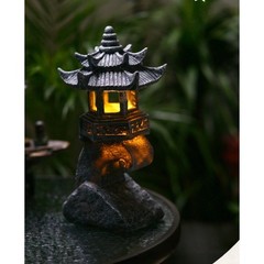 Resin Solar Pagoda Lantern LED Pathway Light for Garden Patio Lawn Outdoor Use