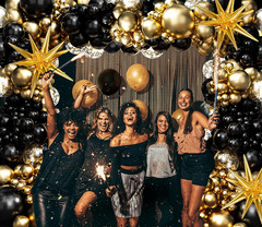 Black and Gold Balloons Garland Arch Kit, 5 10 12 18inch Black Gold Confetti Lat