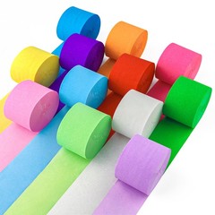 12 Rolls Crepe Paper Streamers 1.8″ x 82′ Pastel Rainbow Party Supplies DIY