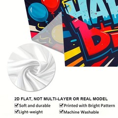 Happy Balloons Banner 71×43 Inch, Large Party Backdrop Decorations, Colorful …