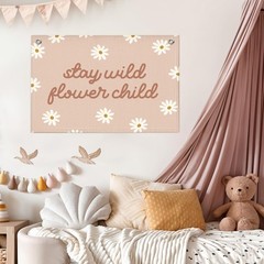 Girls Room Wall Decor, Floral Canvas Banner Wildflower Linen Hanging for Nurs…