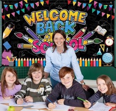 Welcome Back to School Banner, Multicolored, 72 X 43 Inch, Back to School Decora