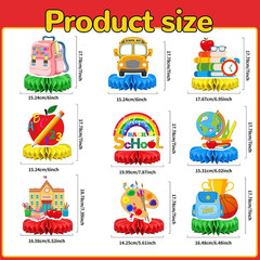 9Pcs Back to School Table Decorations-Welcome Back to School Honeycomb Centerpie