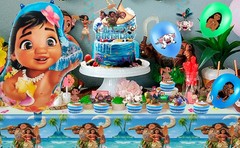 Moana Party Decorations Disney Princess Birthday Balloons Tablecloth Cake Topper
