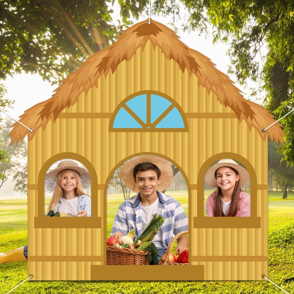 Large Straw House Photo Prop Straw Thatched Hut Shaped Selfie Frame Backdrop …