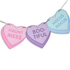 NEW Way To Celebrate Halloween Candy Hearts Garland 6ft 2 Pack Set Decor Gift