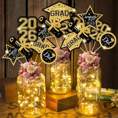 Graduation Decorations 2026-30pcs Black and Gold Graduation Table Decorations Ta