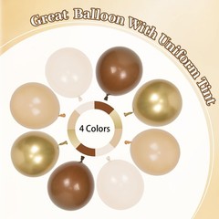 Brown Balloons 12 – 60pcs in Light Tan, White Metallic Gold for Baby Shower