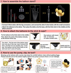 4 Set Black Gold Balloon Centerpieces Table Decoration Stand Kit Party