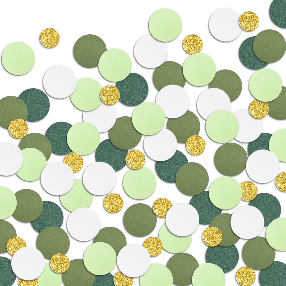 Green Confetti Glitter Golden Dots Table Decoration 100 Pcs | Paper Scatter Part