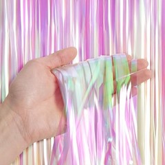 Multicolor Tinsel Streamers 3 Pack Foil Curtains Metallic Fringe Multi Color