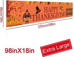 Large Happy Thanksgiving Banner, Decorations, Fall Multicolor