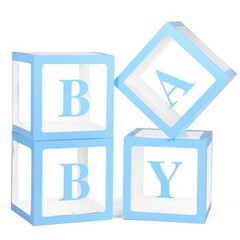 Transparent Baby Boxes with Letters for Baby Shower, Gender Reveal & Birthday De