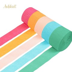 Rainbow Party Streamers 5 Rolls Crepe Paper for Birthdays, Weddings, Showers