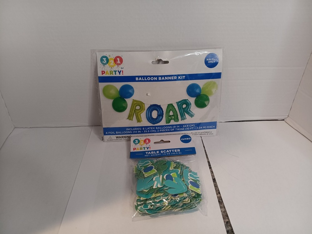 321 Party ROAR Balloon Banner Kit For Dinosaur Theme Birthday Party