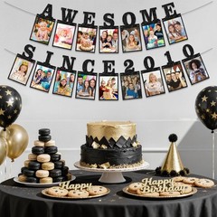 Pre-Strung Awesome Since 2010 Photo Banner Birthday Decorations for Girls Boy…