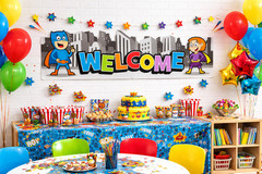 Superhero Welcome Banner Jointed Wall Decoration – Party Decor, Classroom Decor