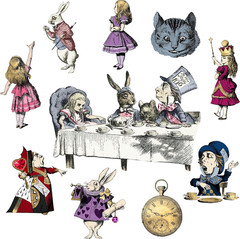 10 Pcs Alice in Wonderland Decor Tea Party Decoration Cardboard Cutouts Double S