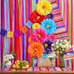 12 Pcs Large Mexican Tissue Paper Flowers 20″ 10″ Giant Colorful Fiesta Paper…
