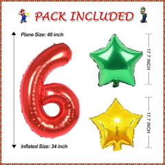 12 Pcs Super Mario Power Up 6 Year Balloon Brother Theme Birthday Decoration